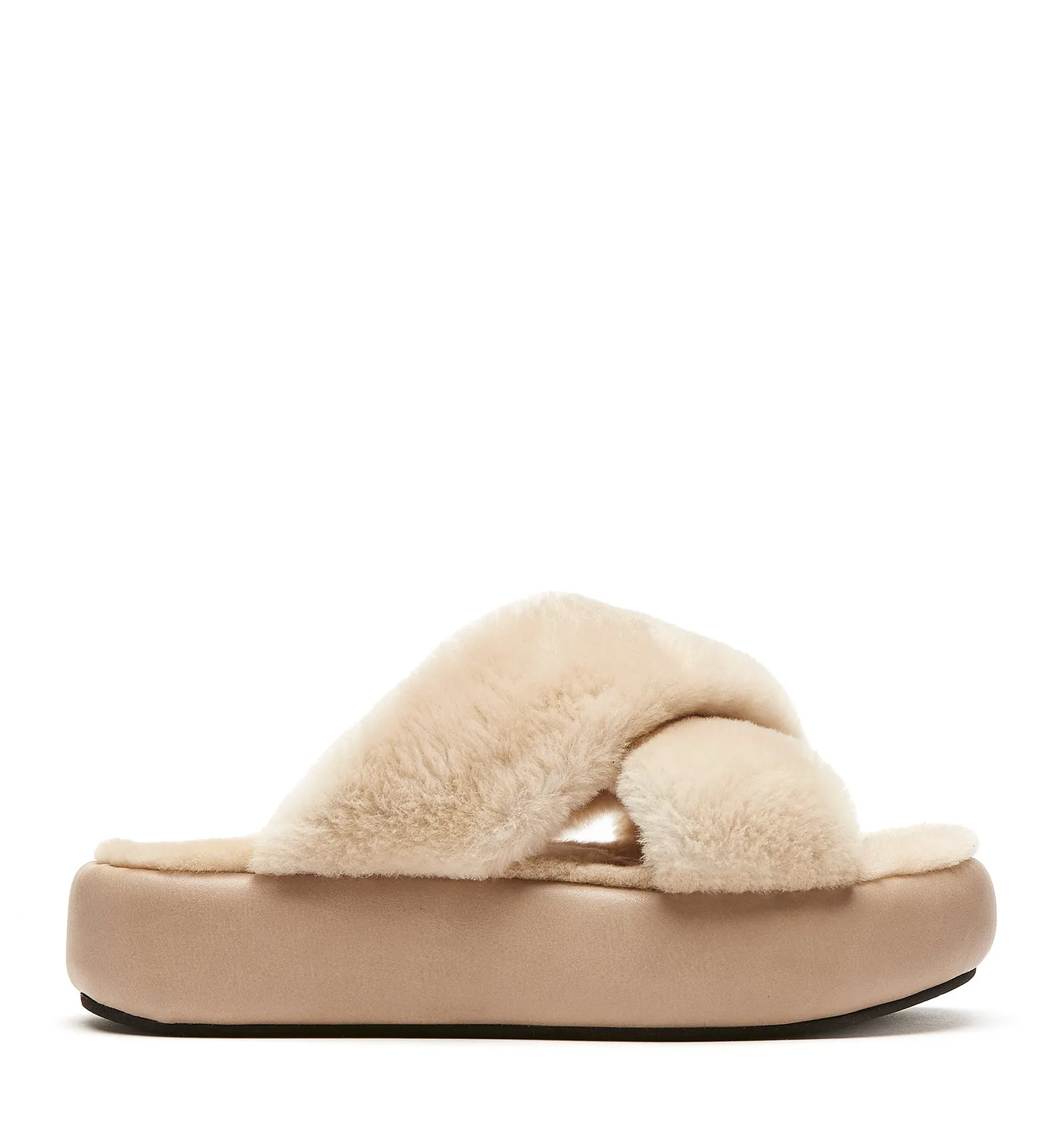 GRETA LEATHER SHEARLING SANDAL sold by La CANADIENNE