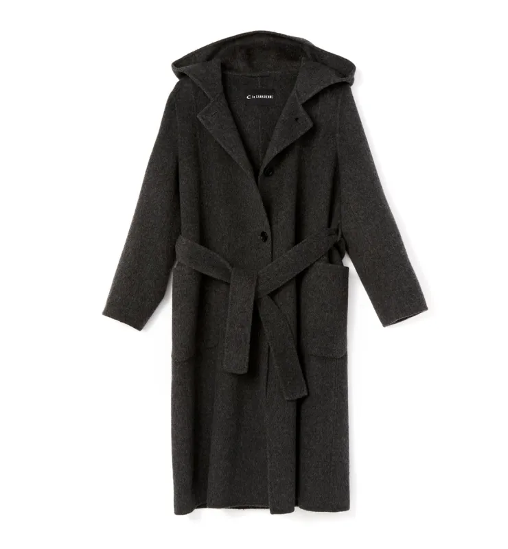 ZURI LONG HOODED WOOL COAT sold by La CANADIENNE