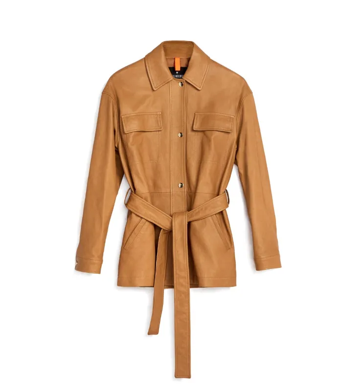 NALINI BELTED LEATHER SHIRT JACKET sold by La CANADIENNE