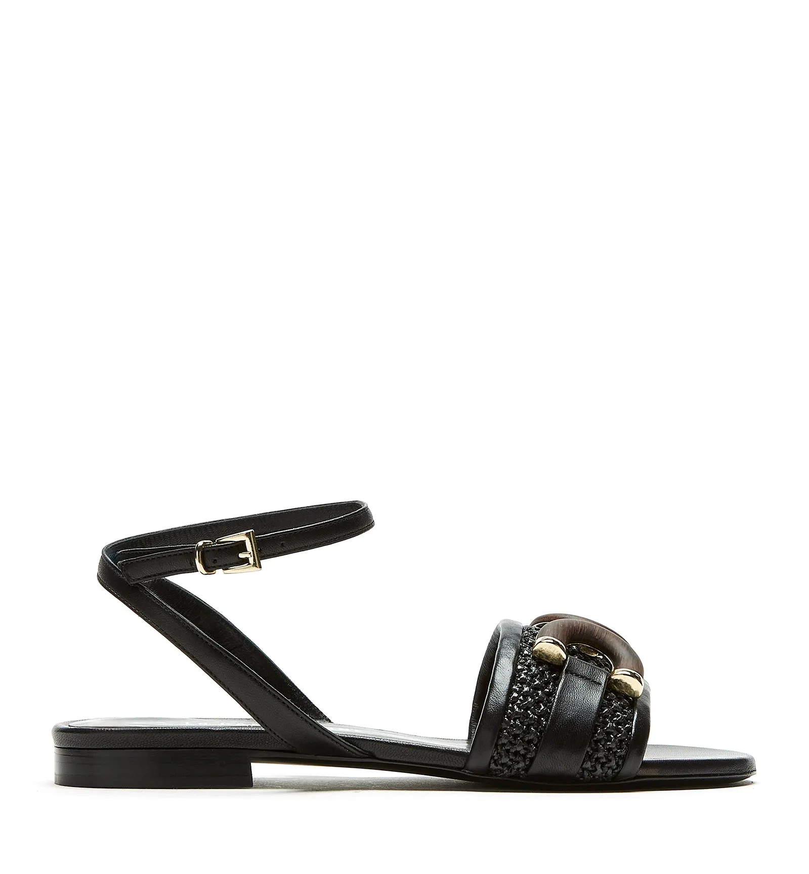 FAME RAFFIA LEATHER SANDAL sold by La CANADIENNE