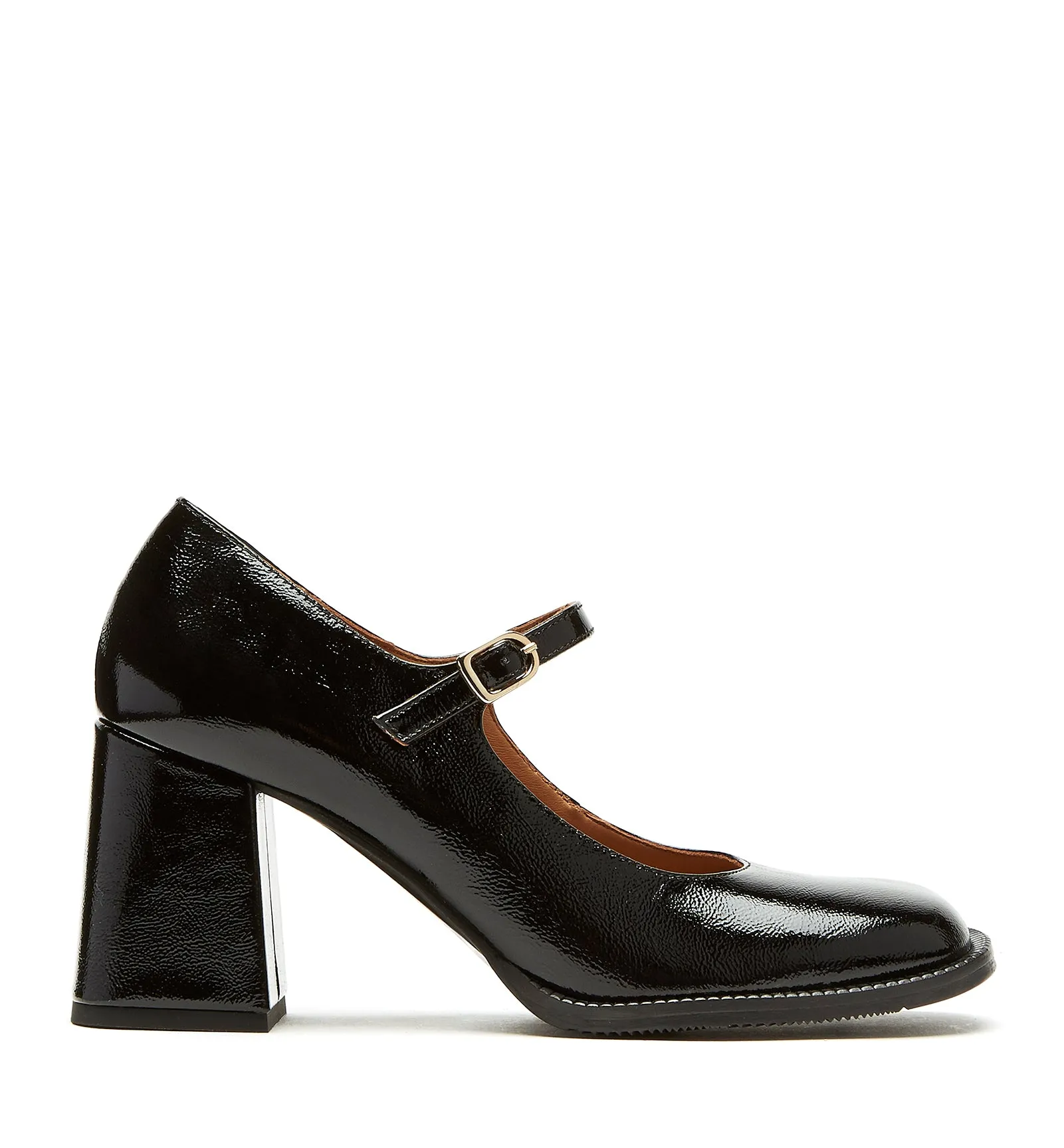 BIANCA CRINKLE LEATHER MARY JANE HEEL sold by La CANADIENNE
