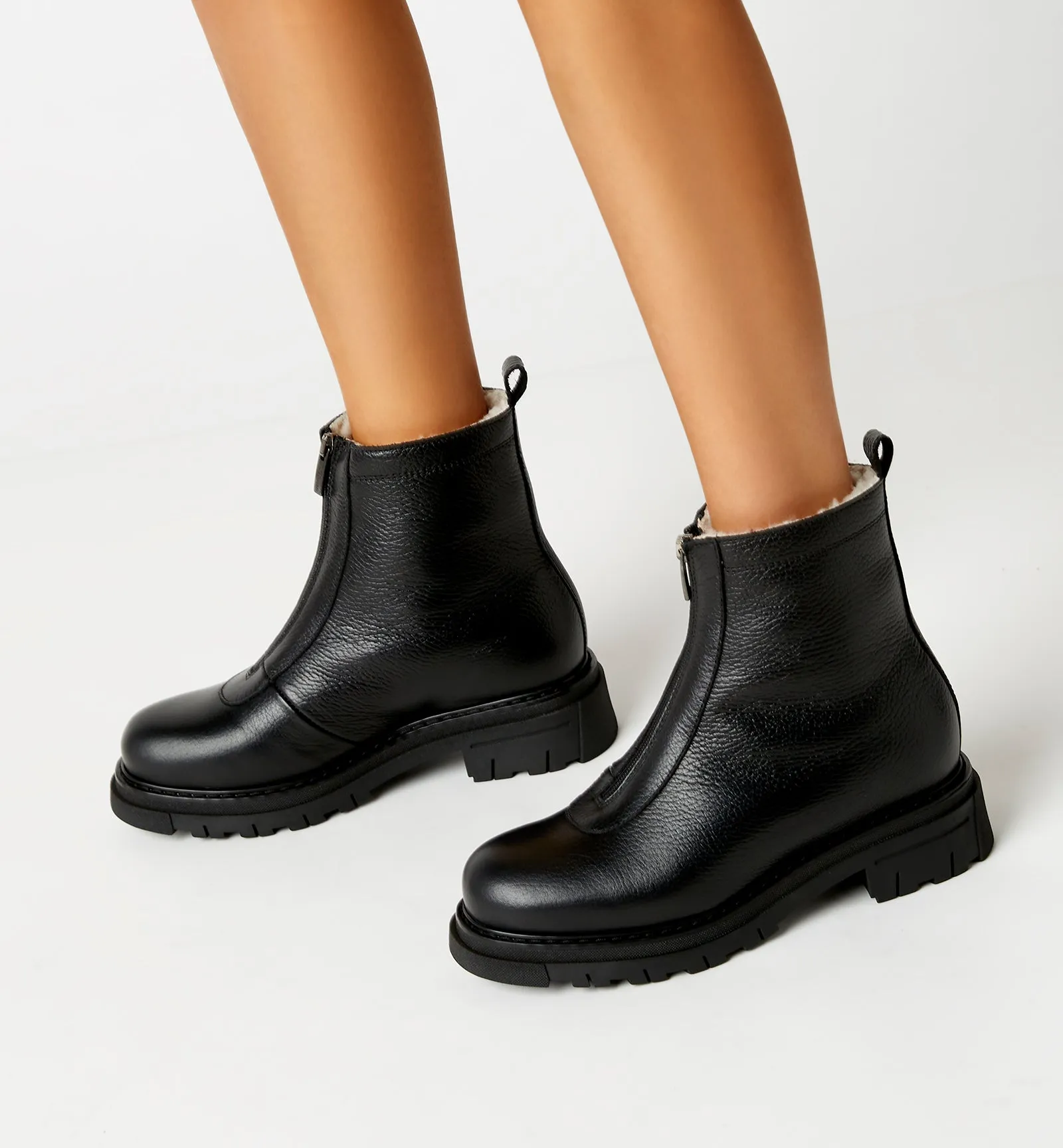 DEON SHEALING-LINED PEBBLED LEATHER BOOTIE sold by La CANADIENNE product image thumbnail 5