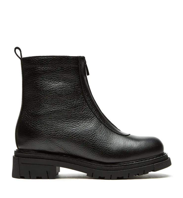 DEON SHEALING-LINED PEBBLED LEATHER BOOTIE sold by La CANADIENNE