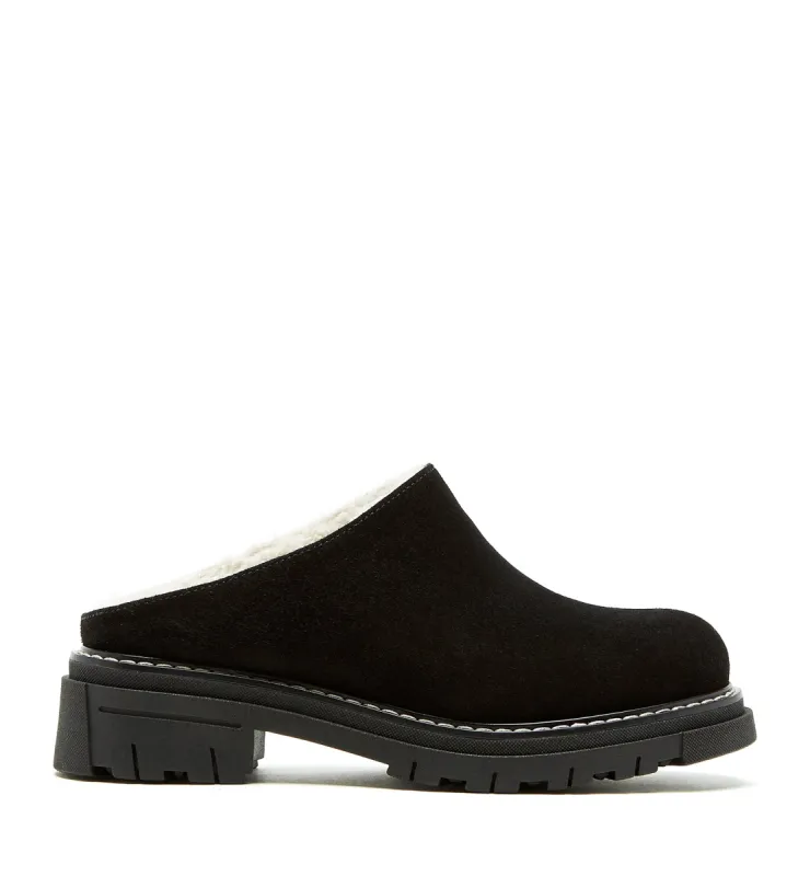 DEA SHEARLING-LINED SUEDE MULE sold by La CANADIENNE