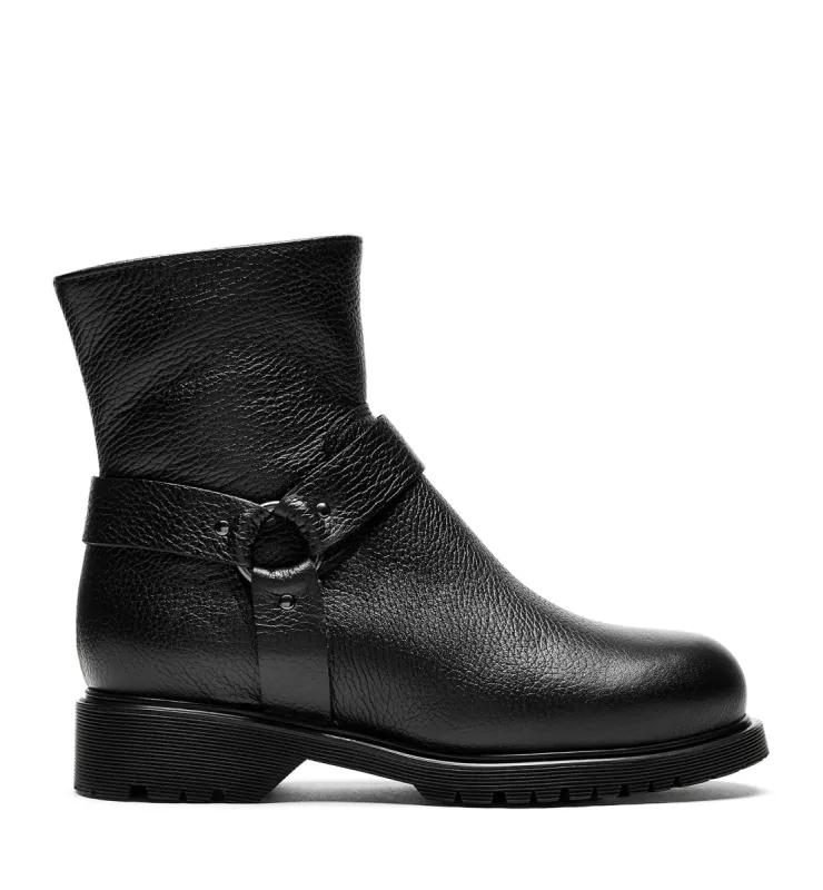 HYATT SHEARLING-LINED PEBBLED LEATHER BOOTIE sold by La CANADIENNE