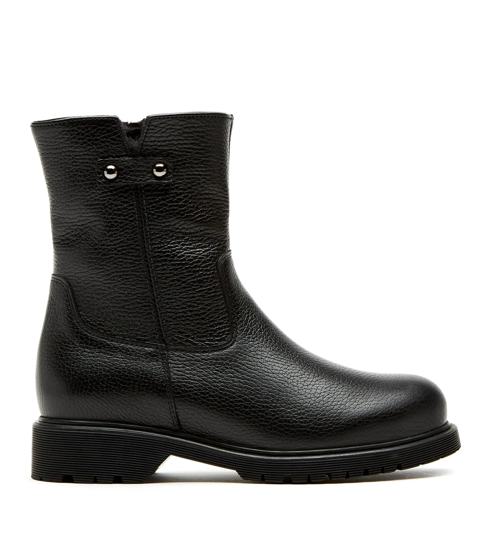 HUNTER SHEARLING-LINED PEBBLED LEATHER BOOTIE sold by La CANADIENNE