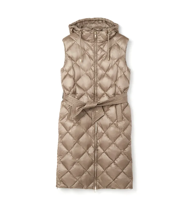 NURU LONG QUILTED DOWN VEST sold by La CANADIENNE