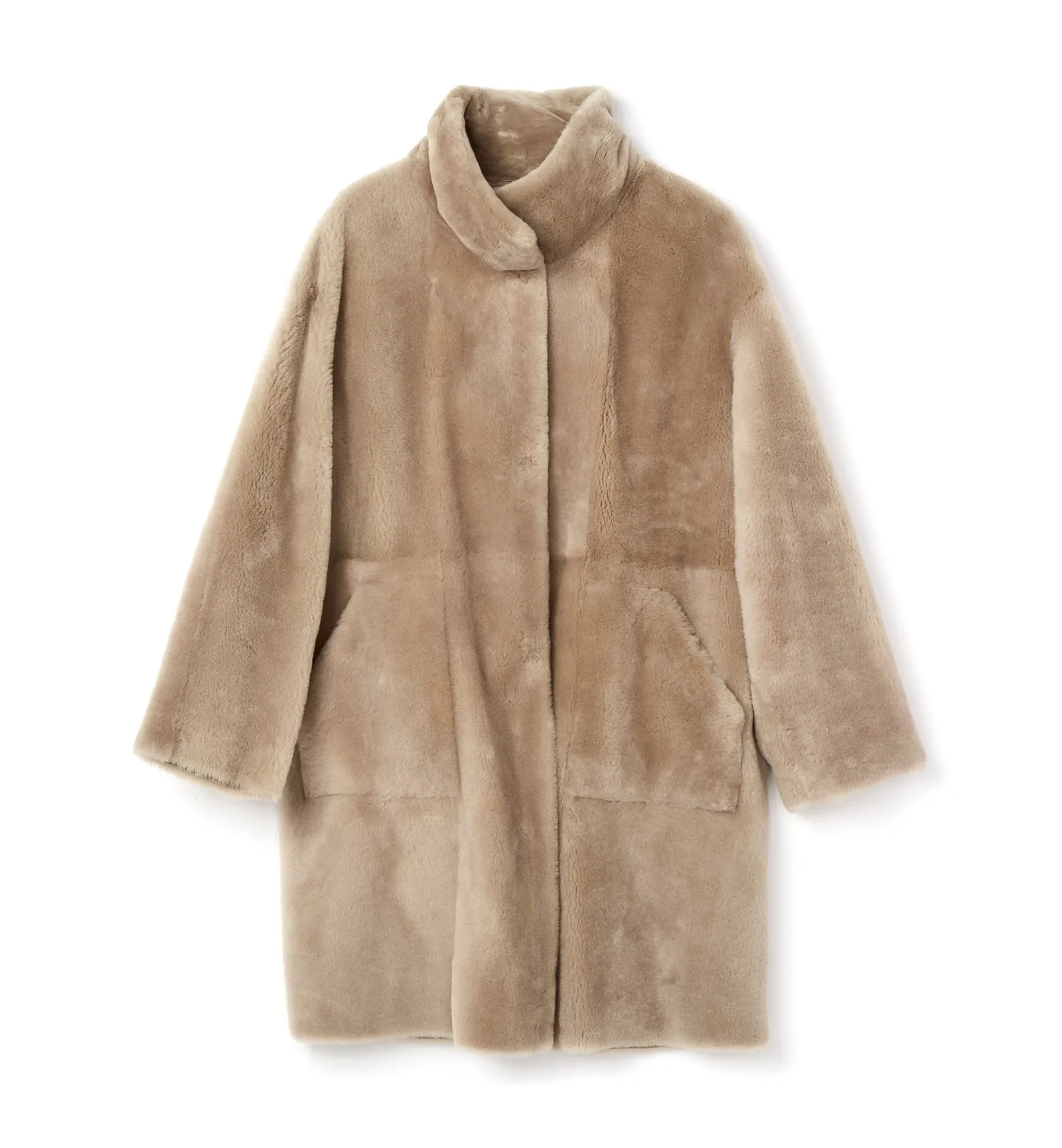 NERO SHEARLING REVERSIBLE LONG COAT sold by La CANADIENNE