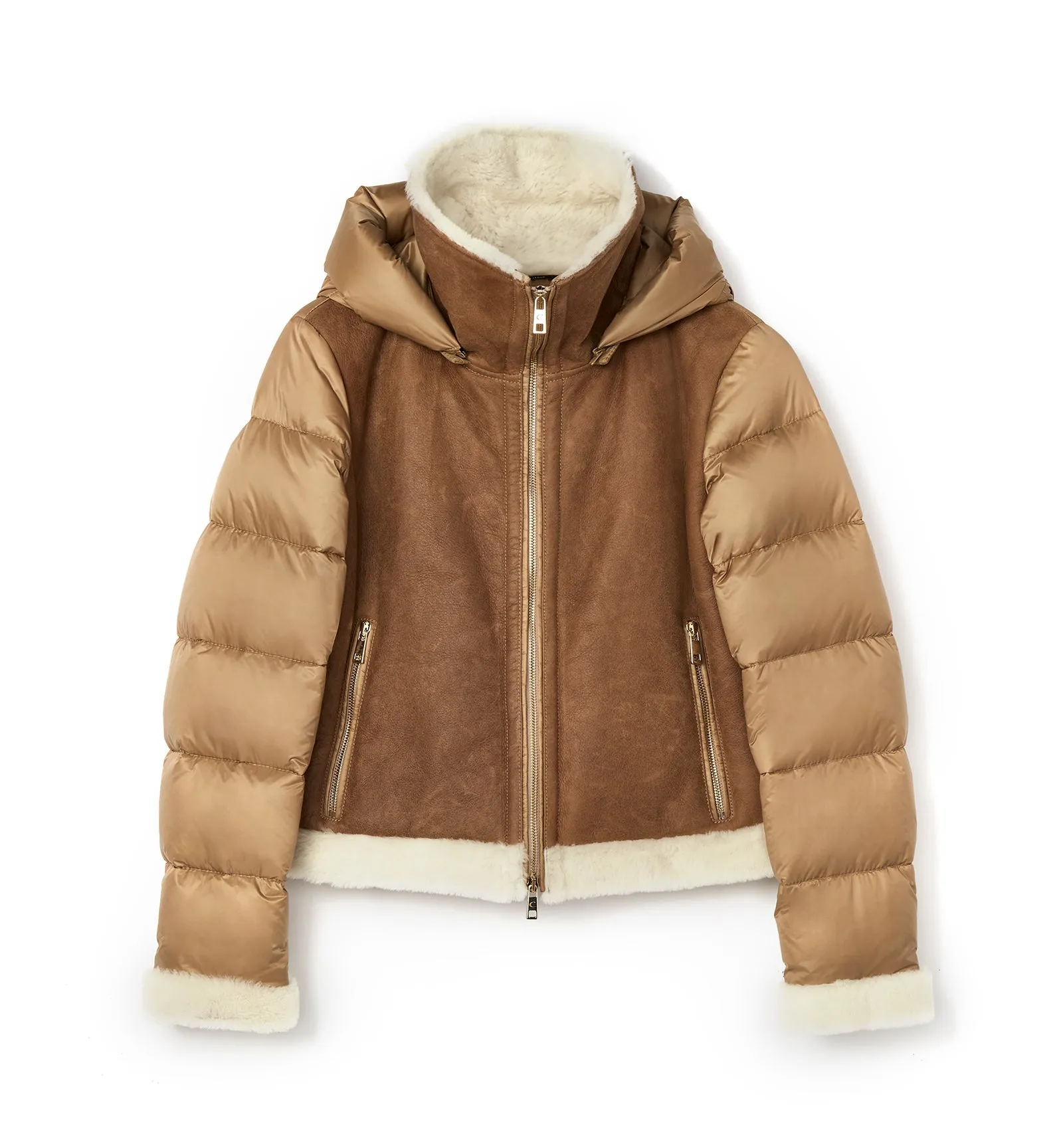 NOLYN SHEARLING AND DOWN PUFFER COAT sold by La CANADIENNE