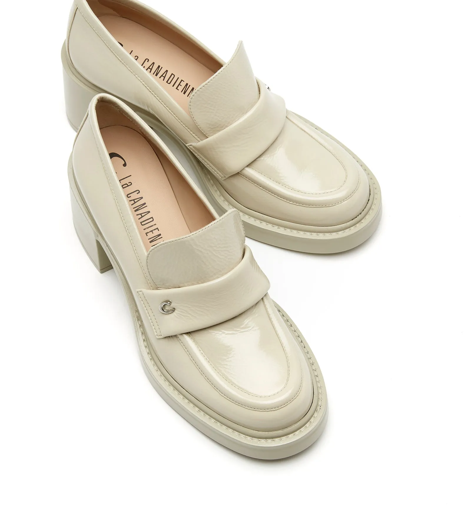 FABRIZIA CRINKLE LEATHER HEELED LOAFER sold by La CANADIENNE product image thumbnail 3