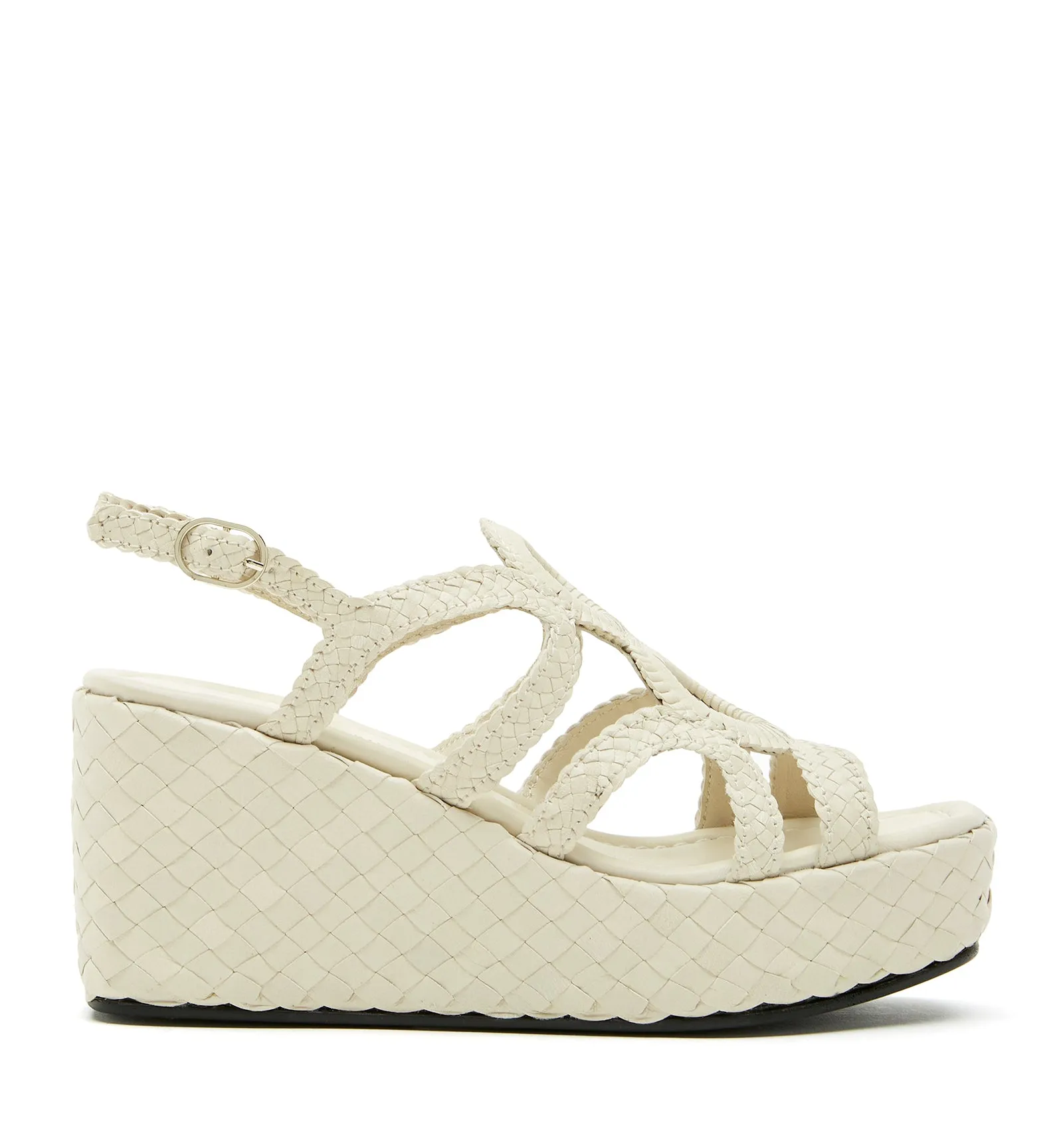 PEPPY WOVEN LEATHER WEDGE SANDAL sold by La CANADIENNE