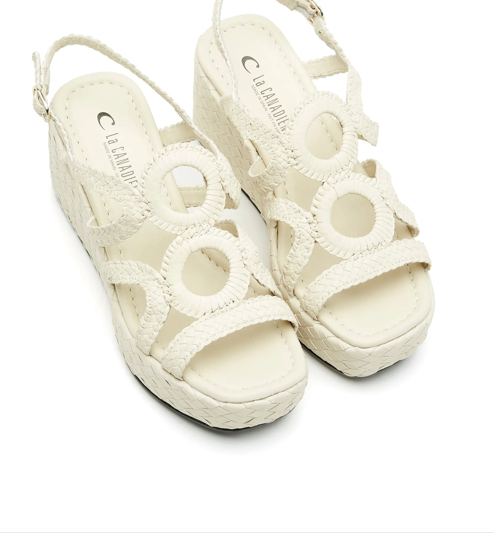 PEPPY WOVEN LEATHER WEDGE SANDAL sold by La CANADIENNE product image thumbnail 3