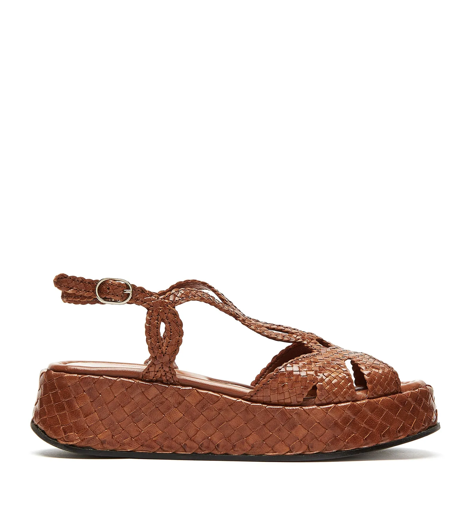 PONY WOVEN LEATHER PLATFORM SANDAL sold by La CANADIENNE