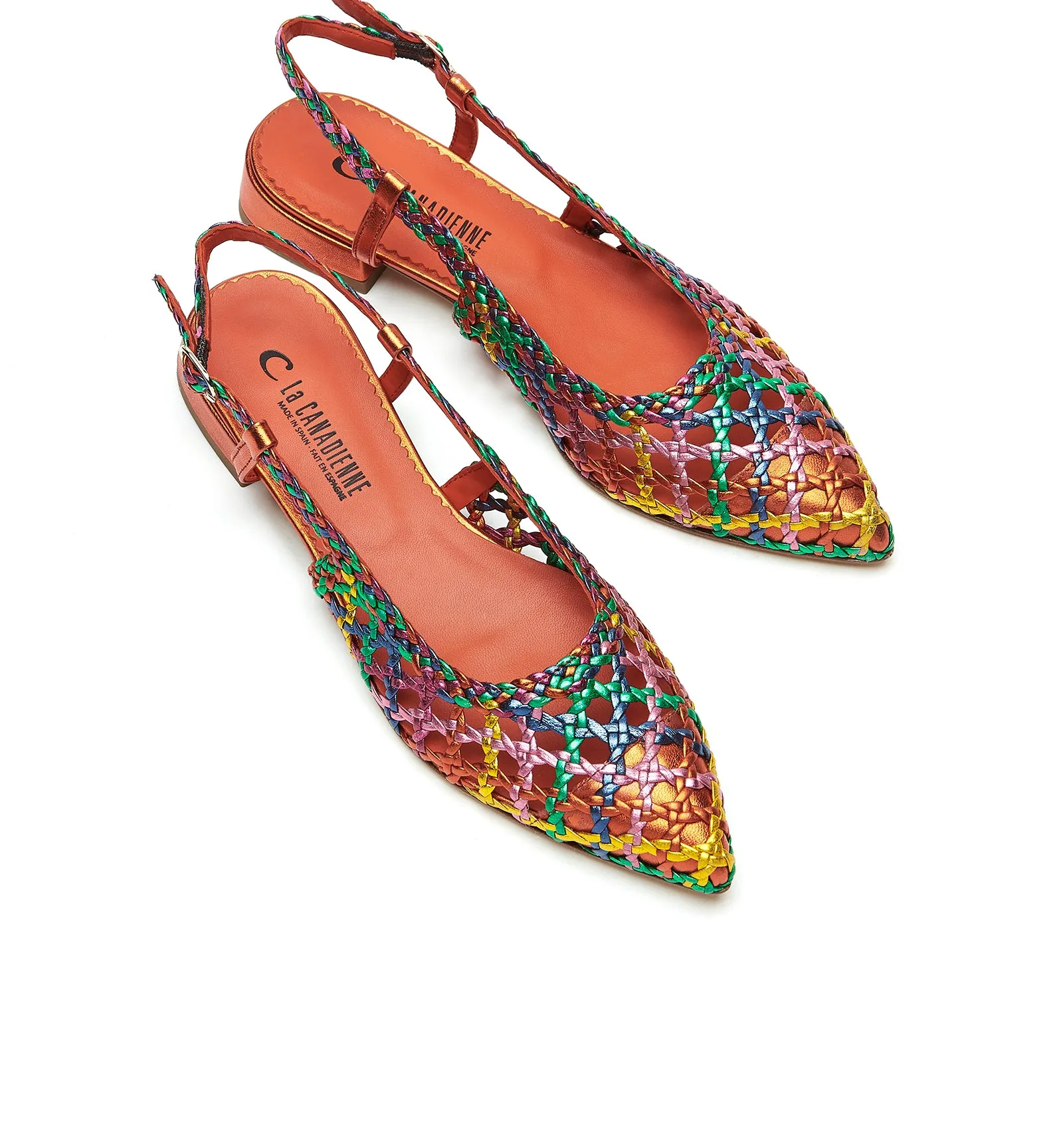 PLAYFUL SLINGBACK WOVEN LEATHER FLAT sold by La CANADIENNE product image thumbnail 3
