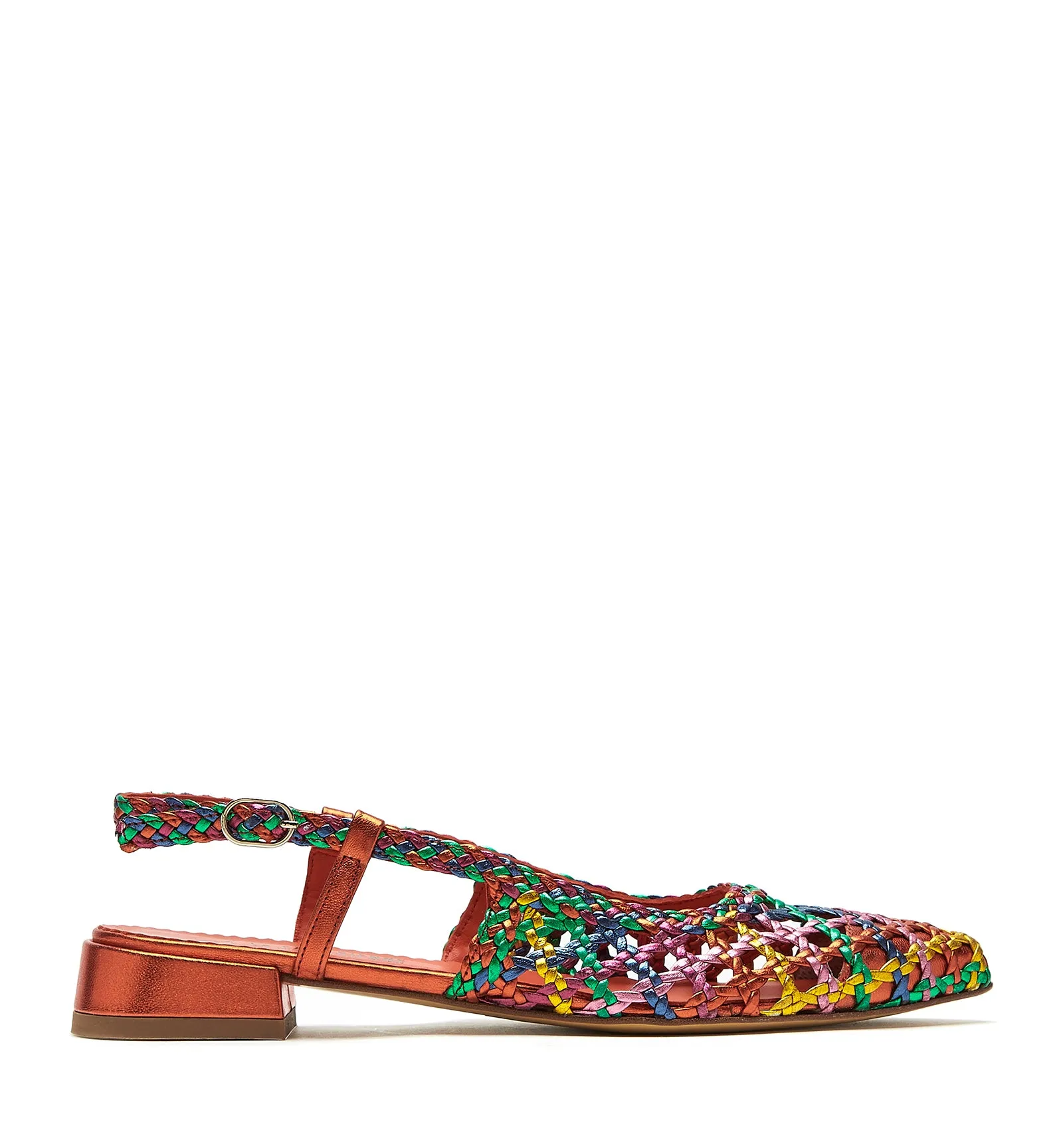 PLAYFUL SLINGBACK WOVEN LEATHER FLAT sold by La CANADIENNE