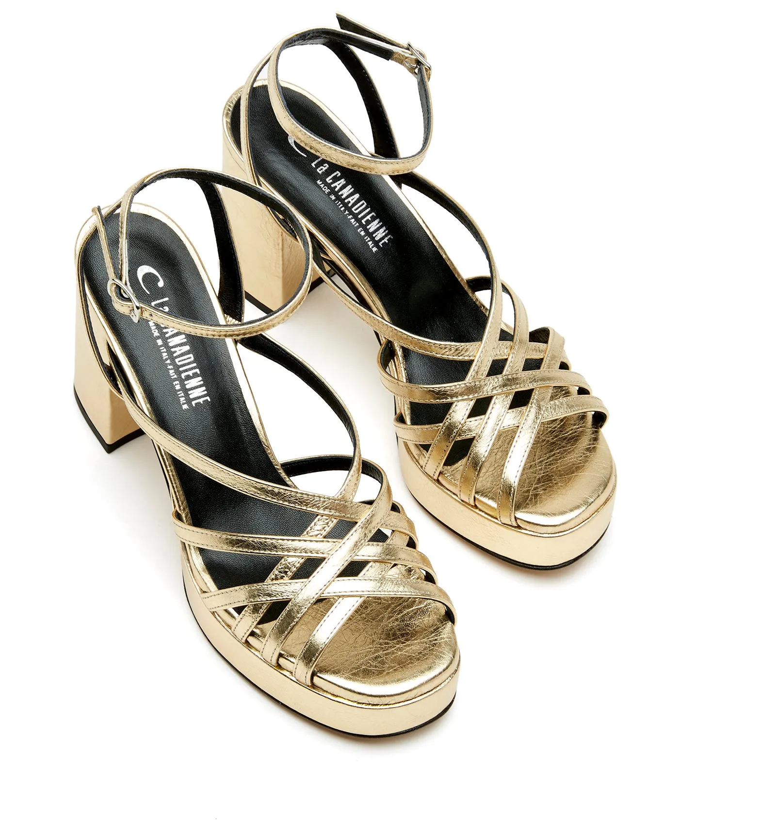 RECALL CRINKLE LEATHER PLATFORM SANDAL sold by La CANADIENNE product image thumbnail 3