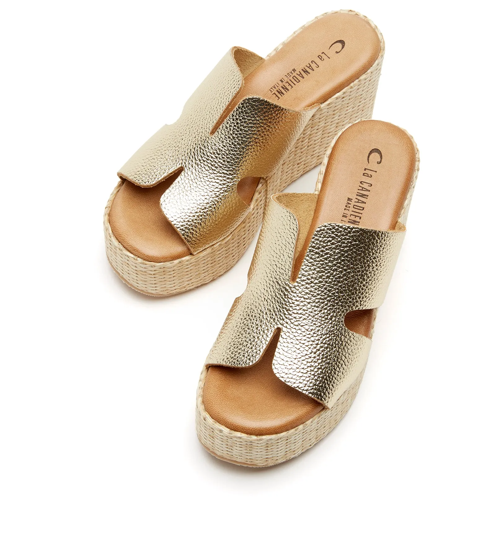 SILVER LEATHER WEDGE SANDAL sold by La CANADIENNE product image thumbnail 3