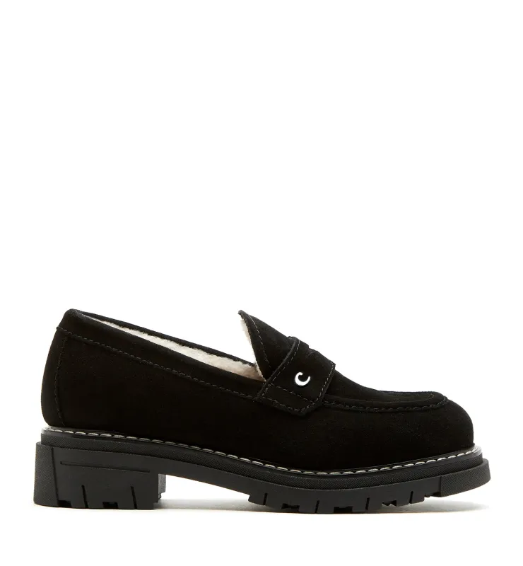 DONNY SHEARLING-LINED SUEDE LOAFER sold by La CANADIENNE