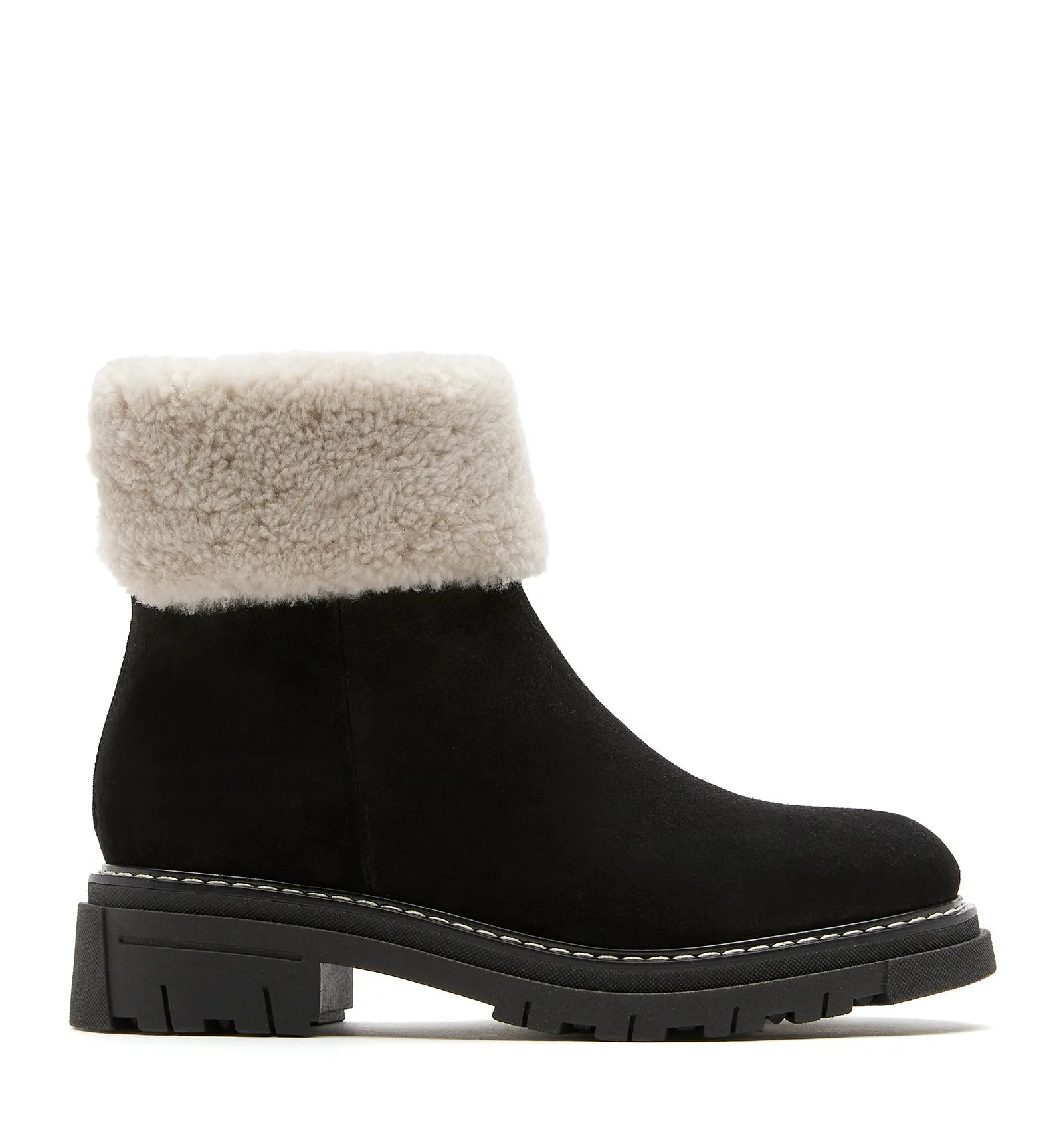 DWAYNE SHEARLING-LINED SUEDE BOOTIE sold by La CANADIENNE