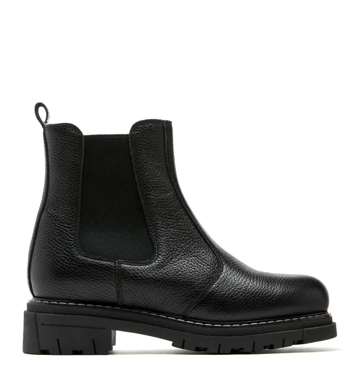 DERRICK SHEARLING-LINED PEBBLED LEATHER BOOTIE sold by La CANADIENNE