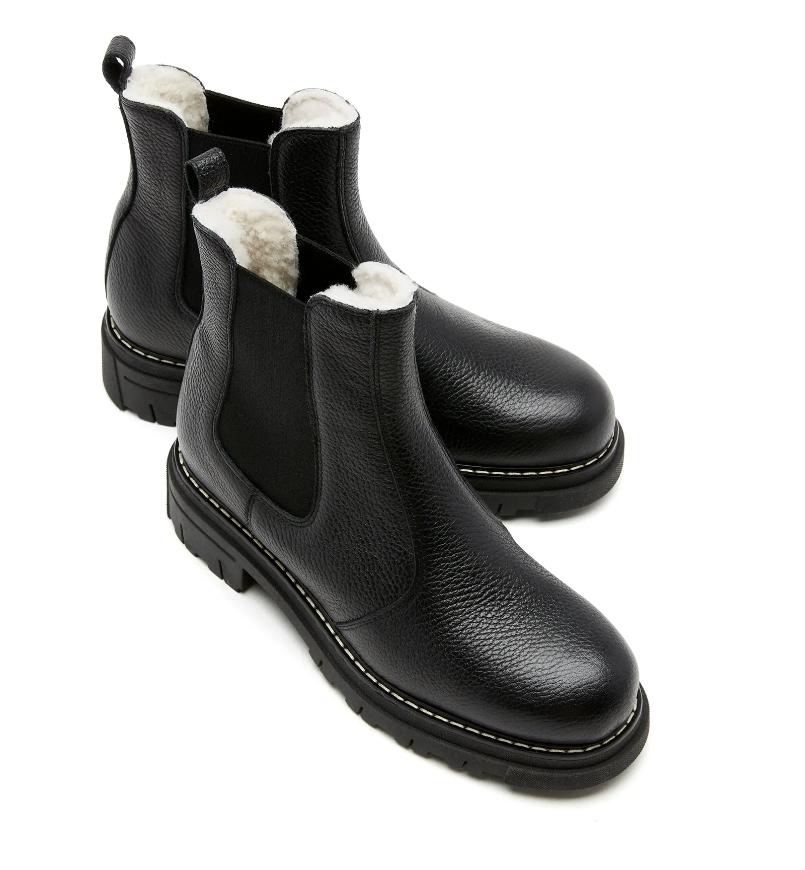 DERRICK SHEARLING-LINED PEBBLED LEATHER BOOTIE sold by La CANADIENNE product image thumbnail 3