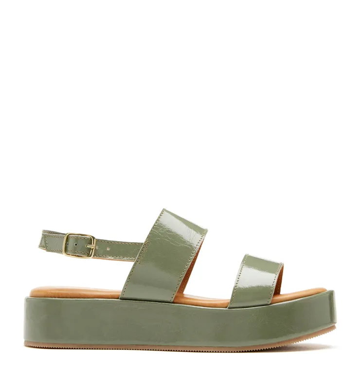 SARAI CRUSHED LEATHER PLATFORM SANDAL sold by La CANADIENNE