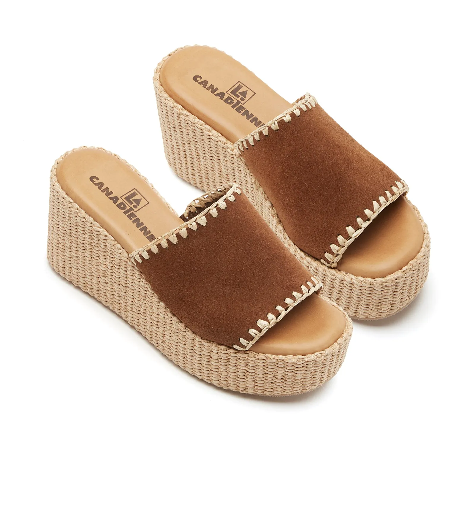 SPARTA SUEDE AND RAFFIA WEDGE SANDAL sold by La CANADIENNE product image thumbnail 3