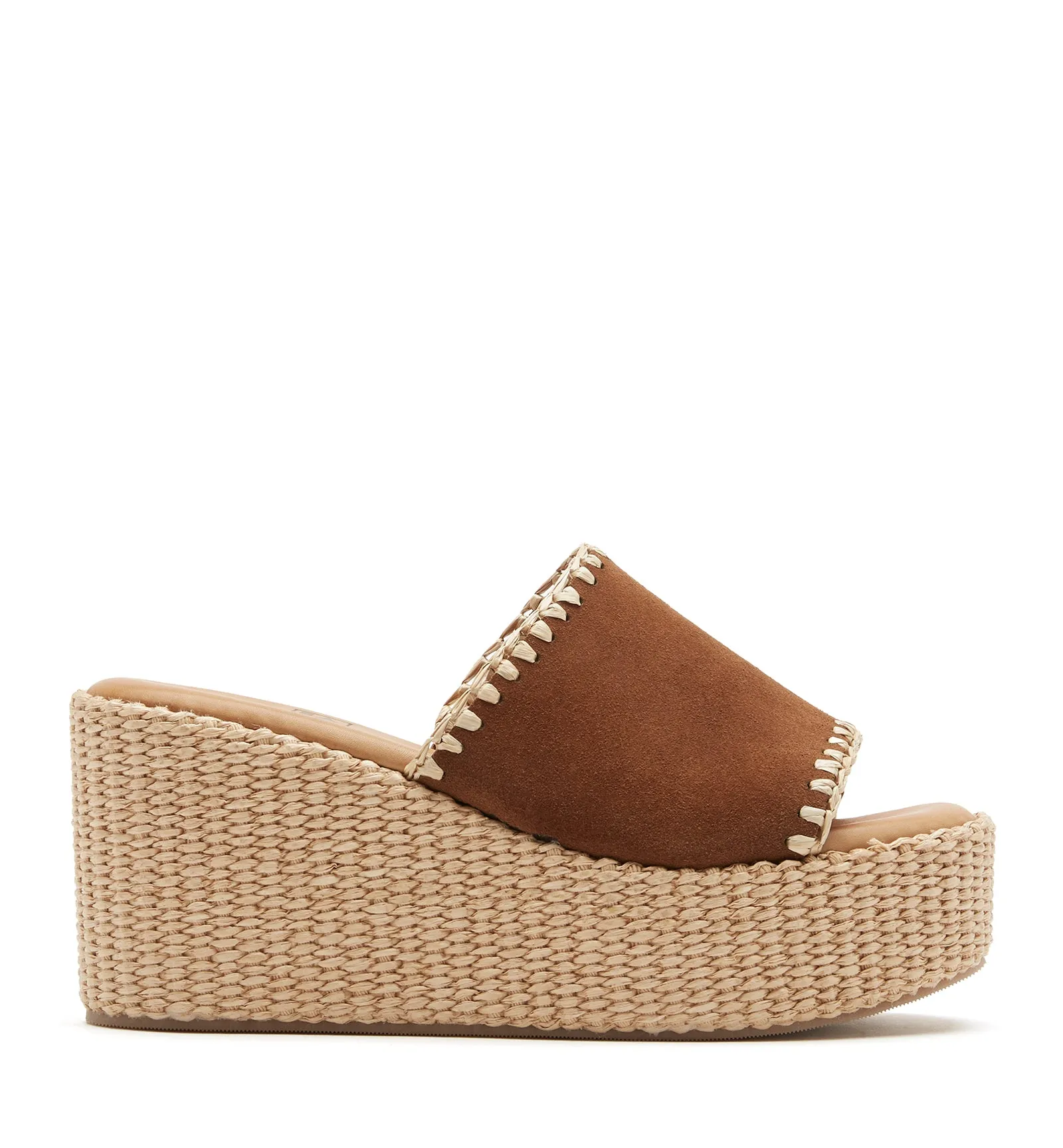 SPARTA SUEDE AND RAFFIA WEDGE SANDAL sold by La CANADIENNE