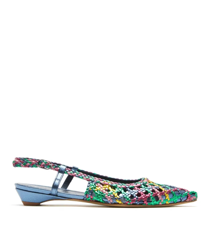 PLAYS SLINGBACK WOVEN LEATHER FLAT made by La CANADIENNE