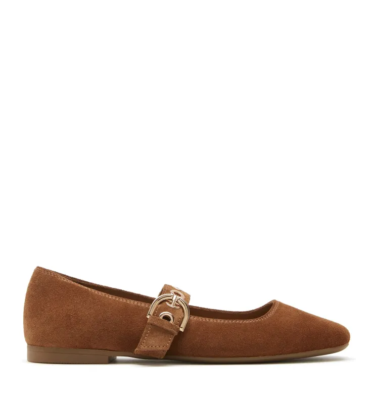 ARIAH MARY JANE SUEDE FLAT sold by La CANADIENNE