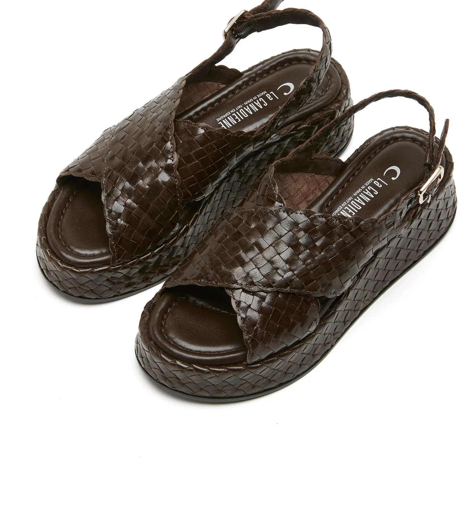 PAULETTE WOVEN LEATHER WEDGE SANDAL sold by La CANADIENNE product image thumbnail 3