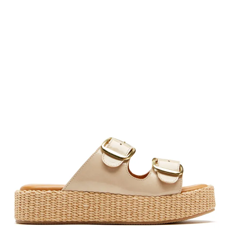 SHEA LEATHER AND RAFFIA SANDAL made by La CANADIENNE