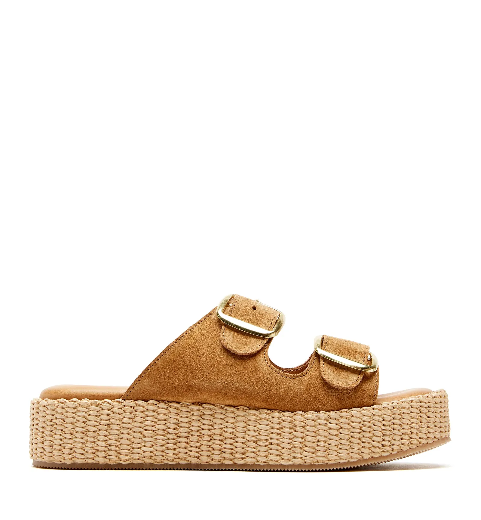 SHEA SUEDE AND RAFFIA SANDAL sold by La CANADIENNE
