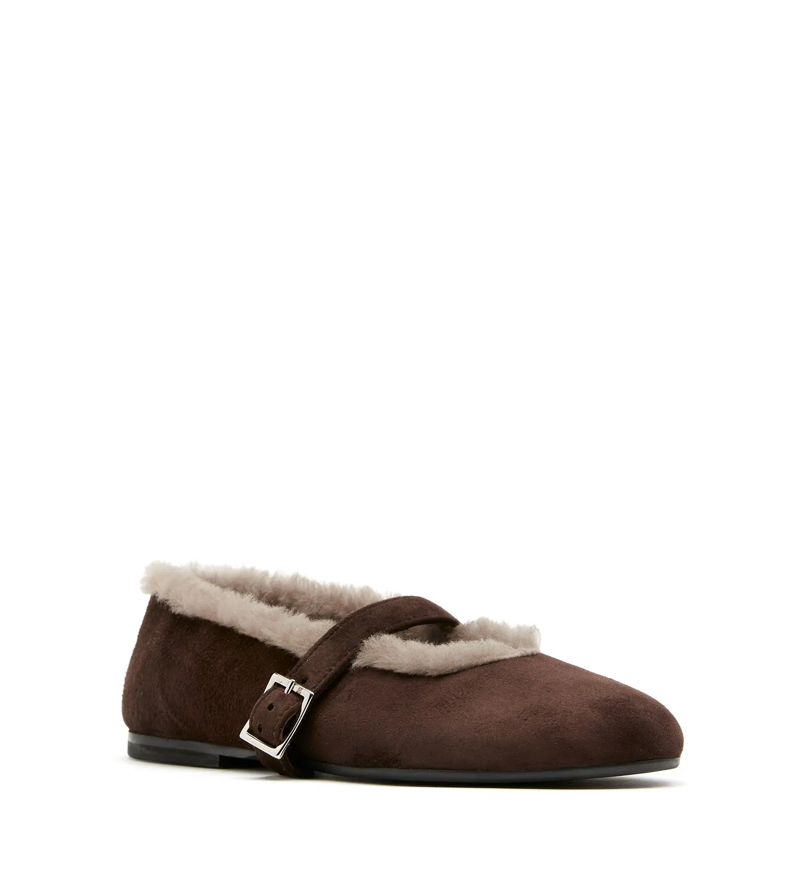 ELEGANT SHEARLING LINED SUEDE FLAT sold by La CANADIENNE product image thumbnail 2