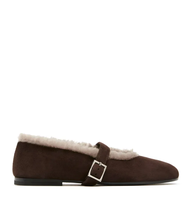 ELEGANT SHEARLING LINED SUEDE FLAT made by La CANADIENNE