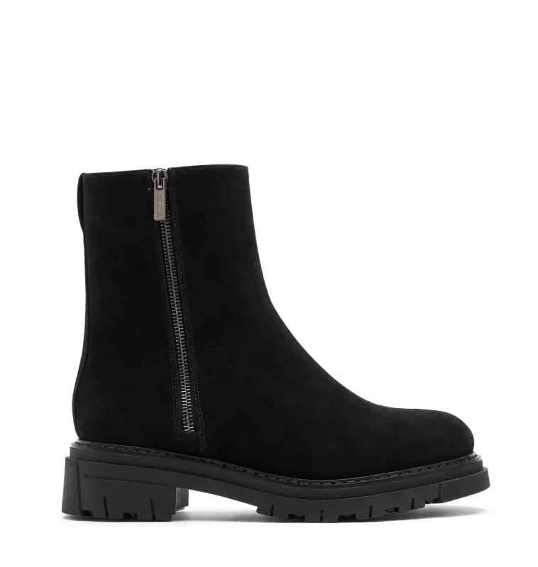 DIAMOND SHEARLING LINED SUEDE BOOTIE made by La CANADIENNE