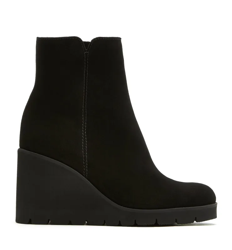 GO SUEDE WEDGE BOOTIE sold by La CANADIENNE