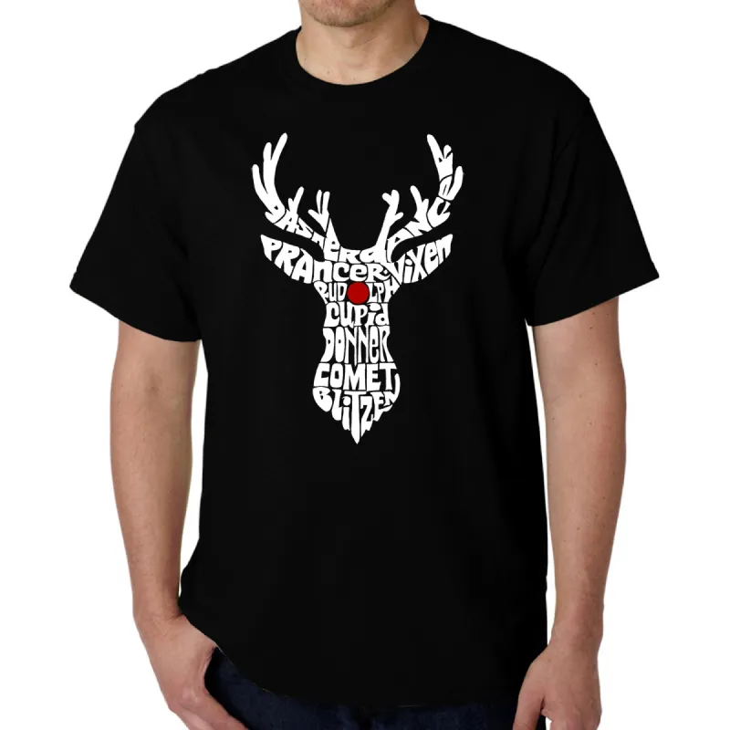 Santa's Reindeer  - Men's Word Art T-Shirt sold by LA Pop Art