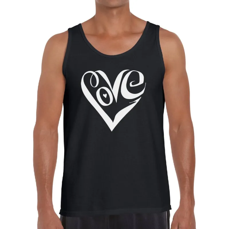 Script Love Heart  - Men's Word Art Tank Top sold by LA Pop Art