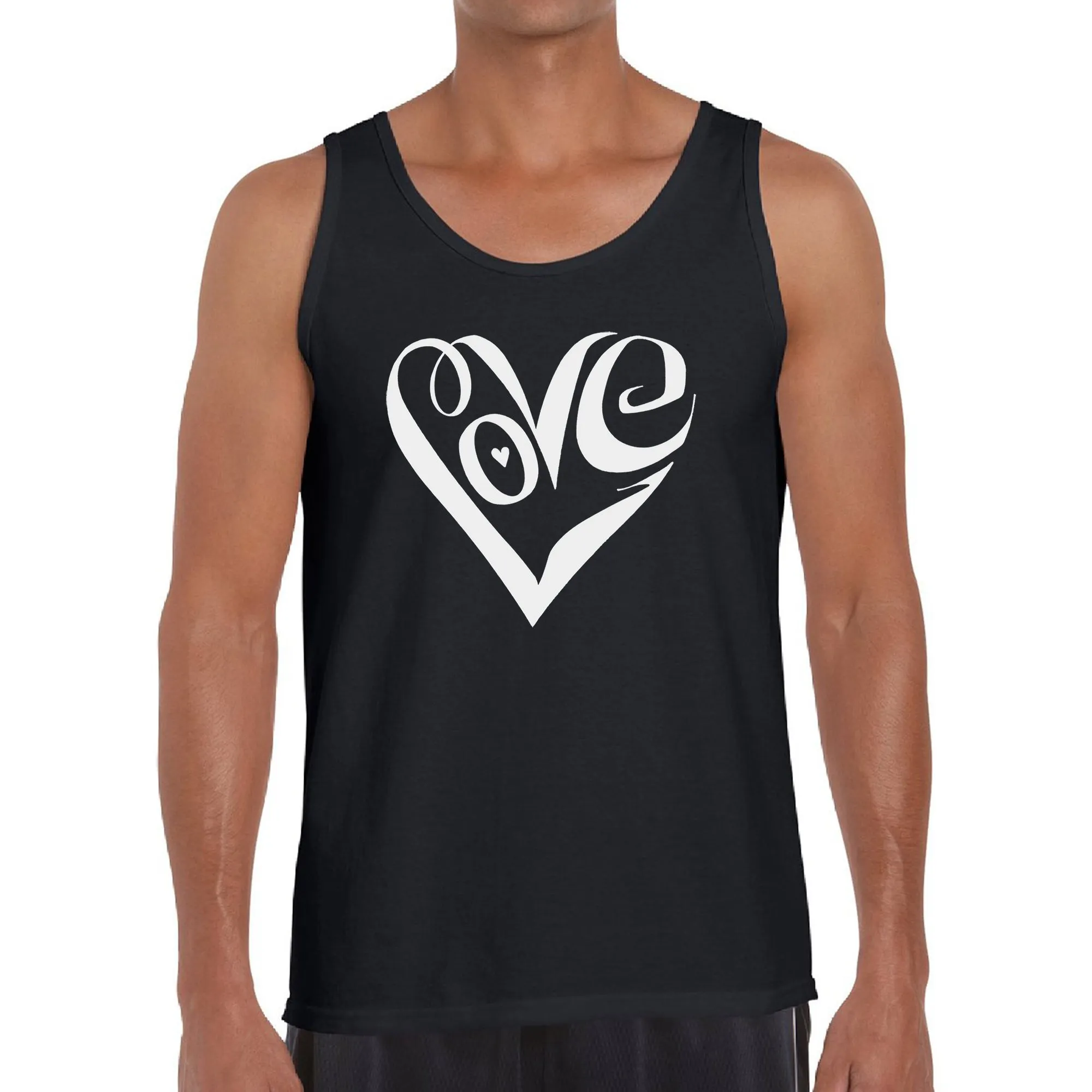 Script Love Heart - Men's Word Art Tank Top sold by LA Pop Art