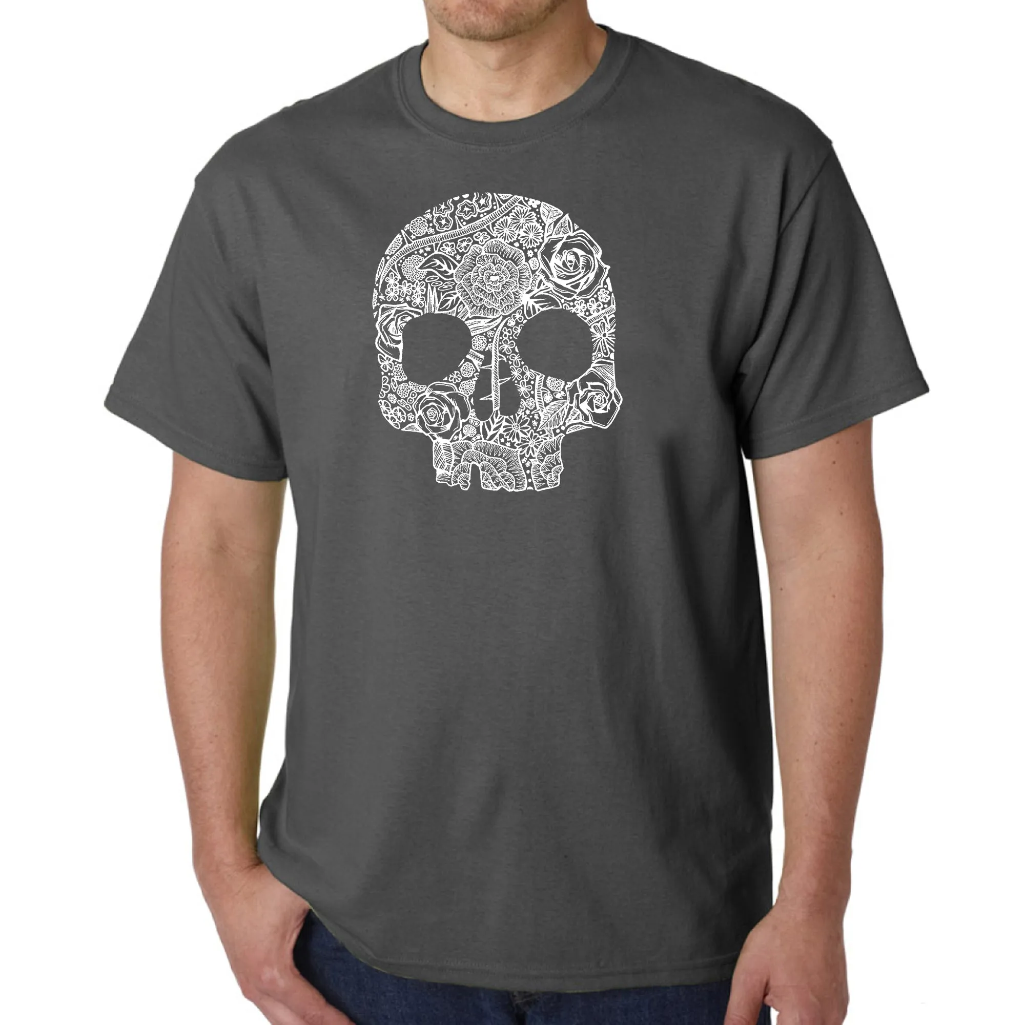 Flower Skull - Men's Word Art T-Shirt sold by LA Pop Art product image thumbnail 5