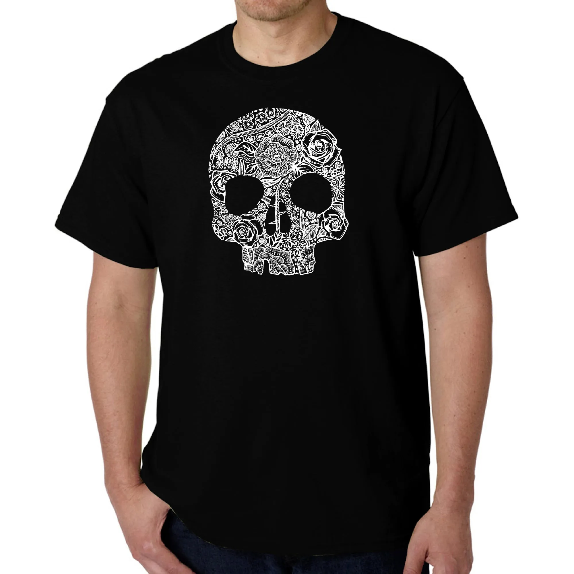 Flower Skull - Men's Word Art T-Shirt sold by LA Pop Art