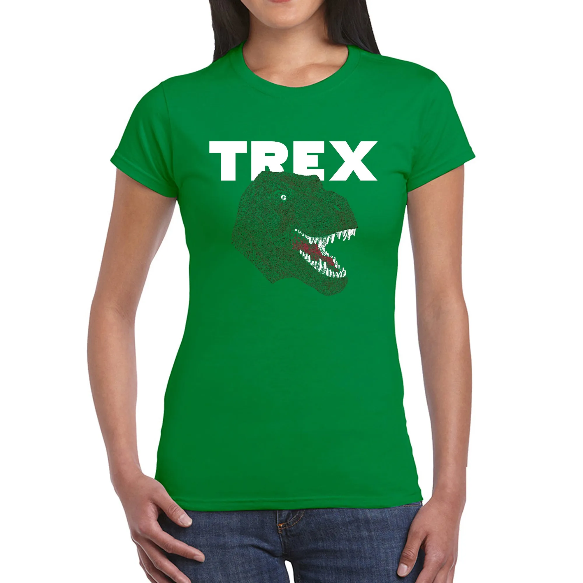 T-Rex Head - Women's Word Art T-Shirt sold by LA Pop Art product image thumbnail 5