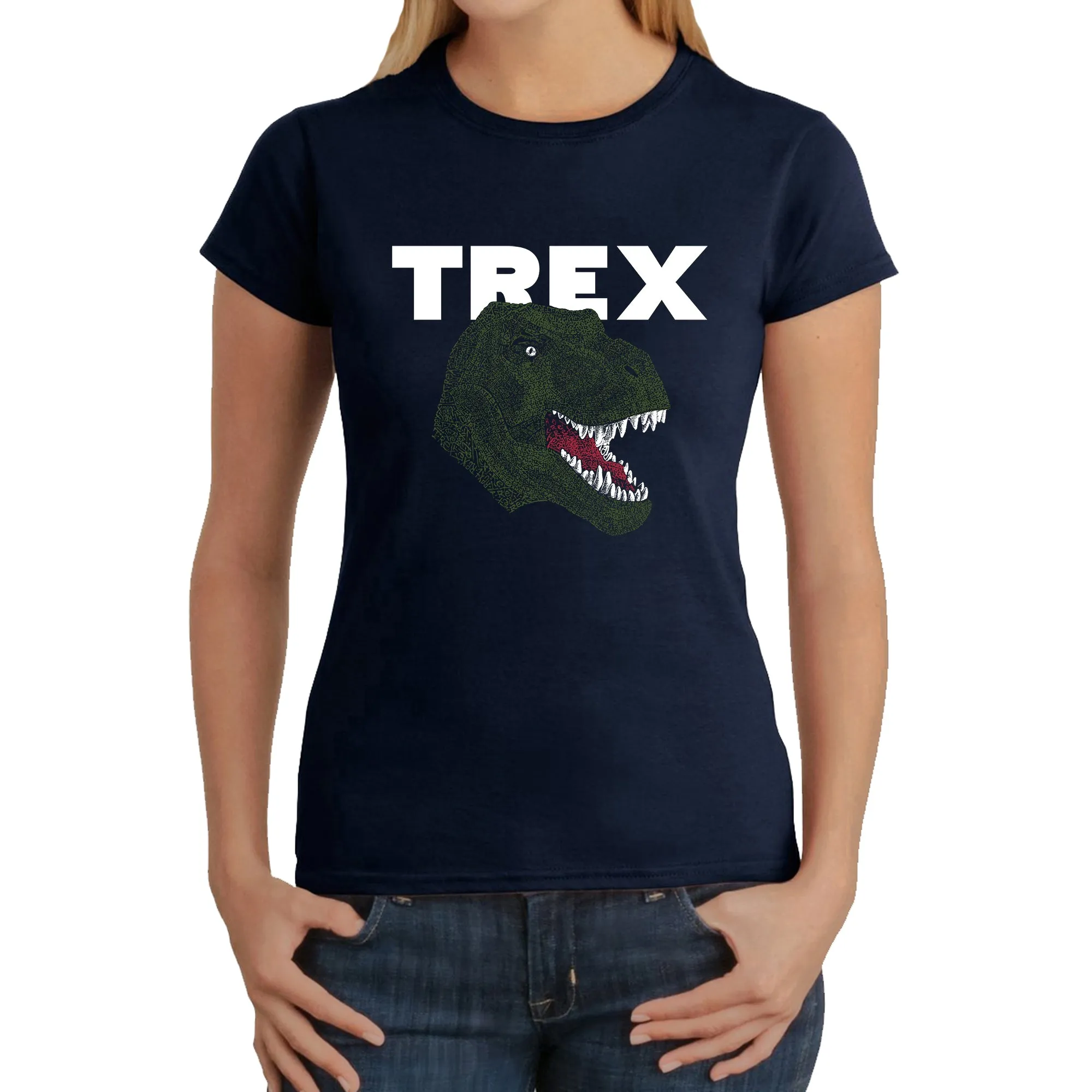 T-Rex Head - Women's Word Art T-Shirt sold by LA Pop Art product image thumbnail 3