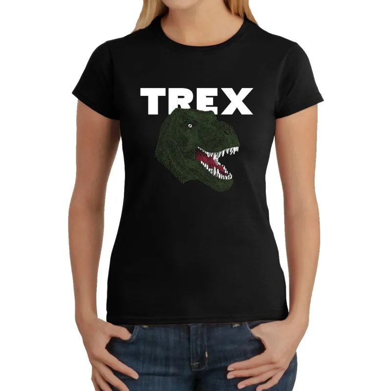 T-Rex Head  - Women's Word Art T-Shirt sold by LA Pop Art