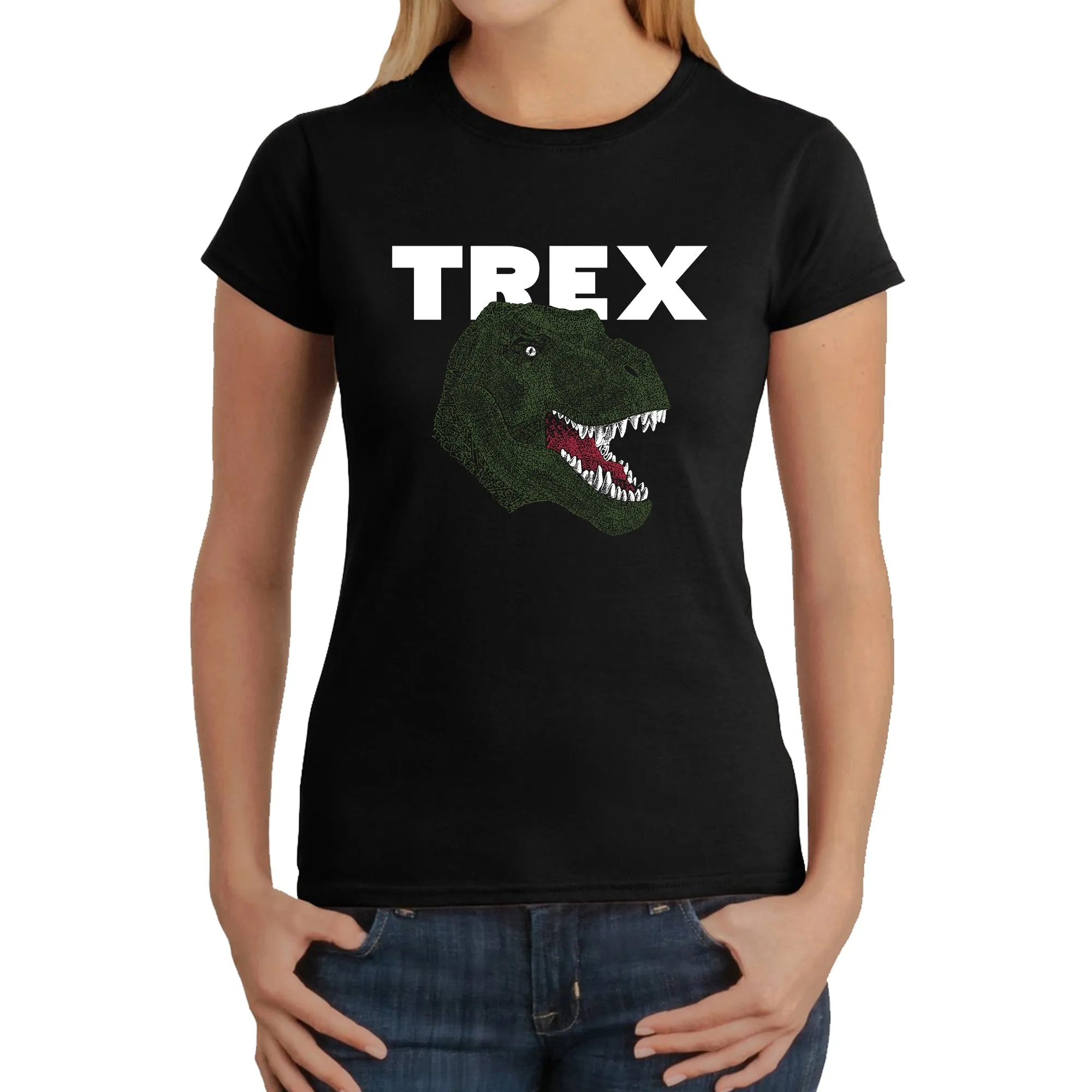 T-Rex Head - Women's Word Art T-Shirt sold by LA Pop Art