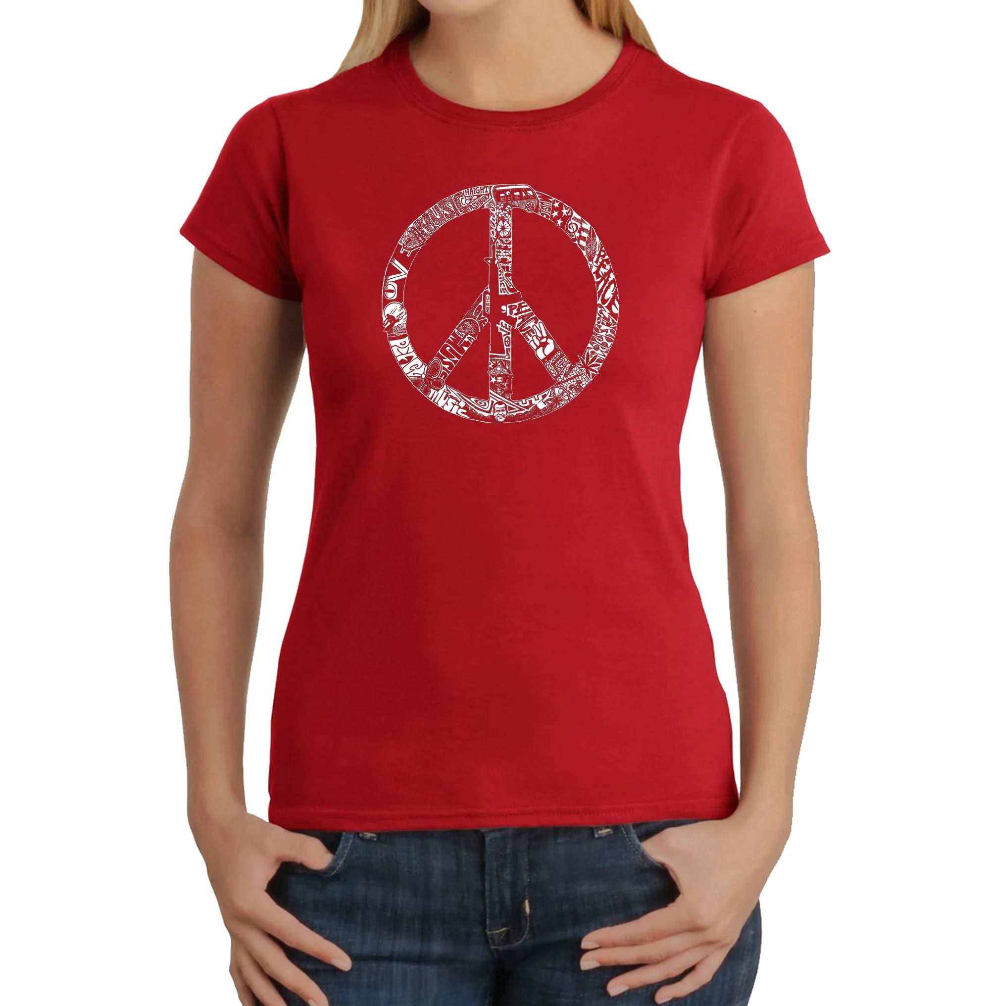 PEACE, LOVE, & MUSIC - Women's Word Art T-Shirt sold by LA Pop Art product image thumbnail 5