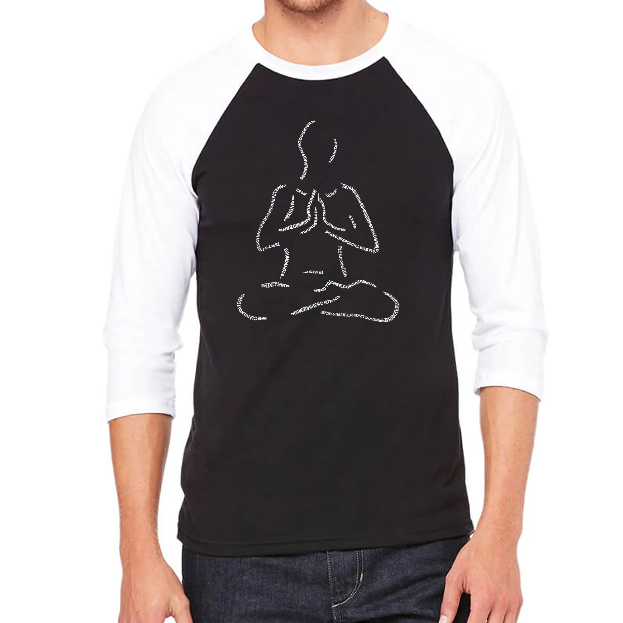 POPULAR YOGA POSES - Men's Raglan Baseball Word Art T-Shirt sold by LA Pop Art