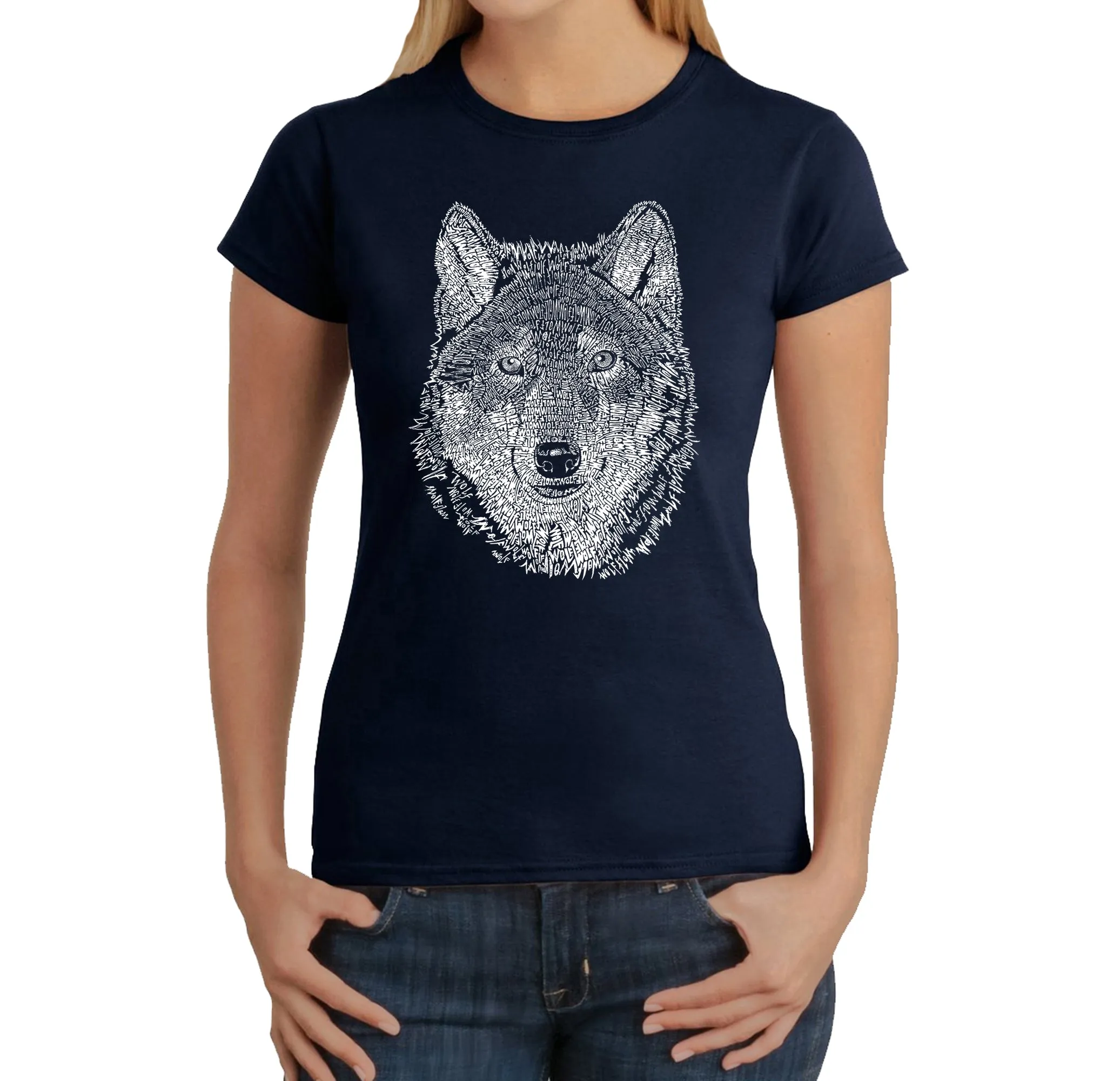 Wolf - Women's Word Art T-Shirt sold by LA Pop Art product image thumbnail 3