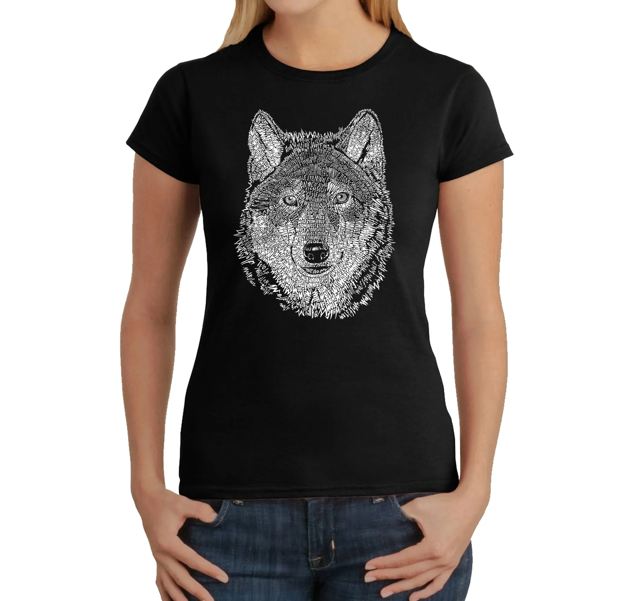 Wolf - Women's Word Art T-Shirt sold by LA Pop Art